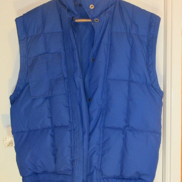 Genuine Down puffer Ski  Vest Polyester/Cotton Filling Down Feather XL Blue - Picture 7 of 9